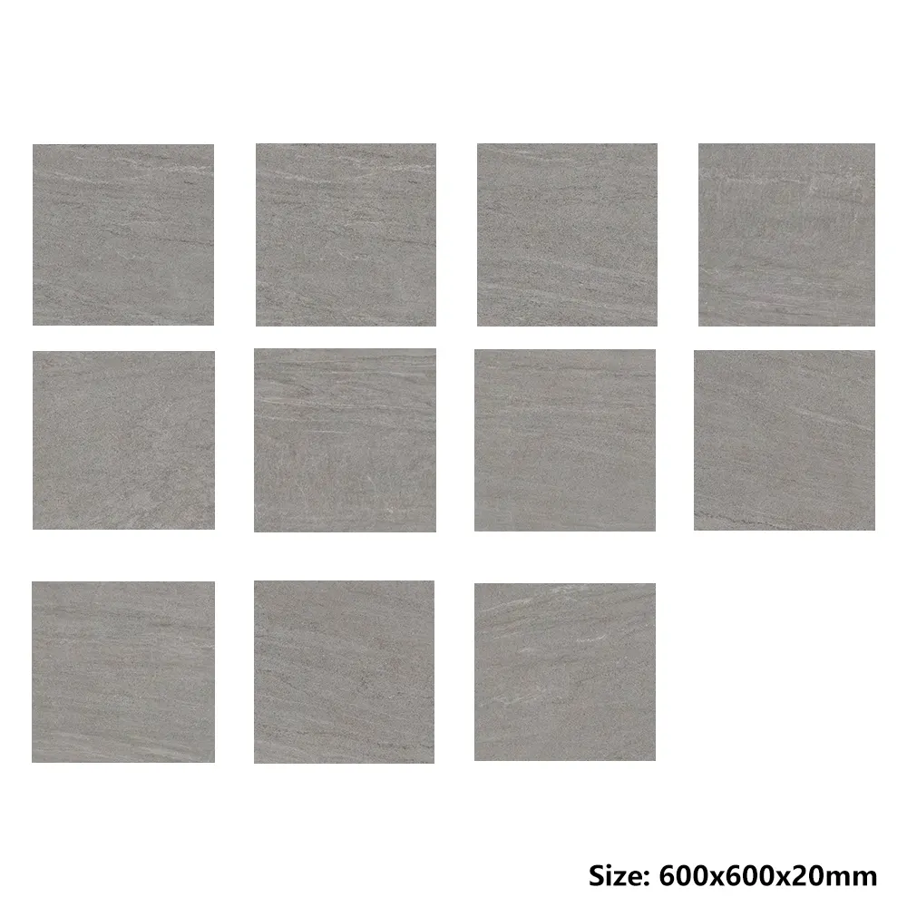 Non-Slip Stone-Look Matte Porcelain Outdoor Tile 60x60cm