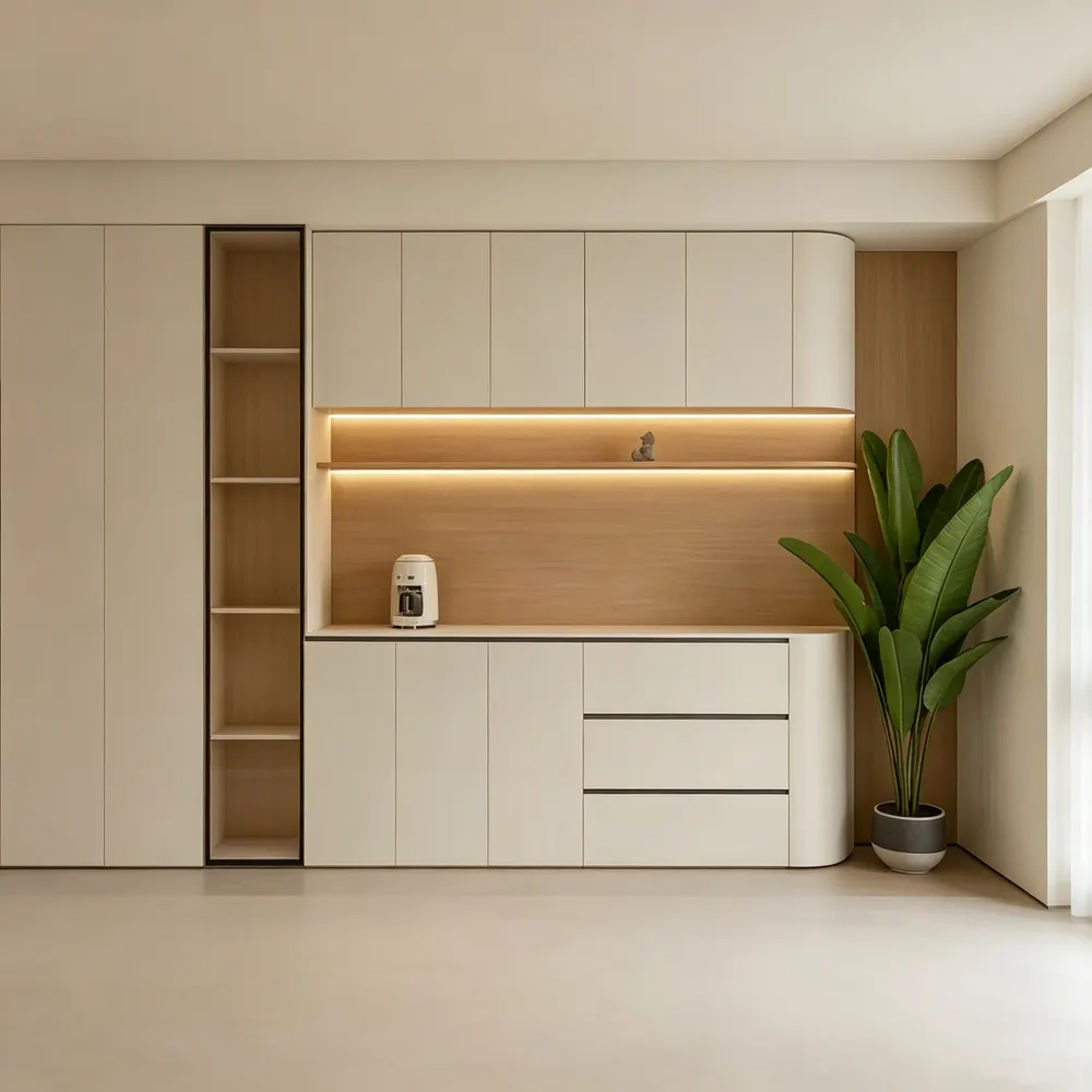 Modern MDF Modular Kitchen Cabinet Set With Lacquered Doors
