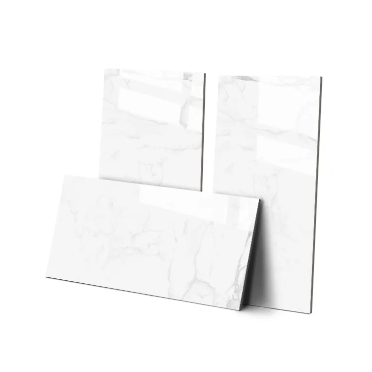 Non-Slip Stone-Look White Polished Porcelain Floor Tile 750x1500mm product sample