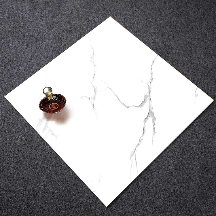 Stone-Look Gray/White Glossy Porcelain Floor Tile 600x600mm