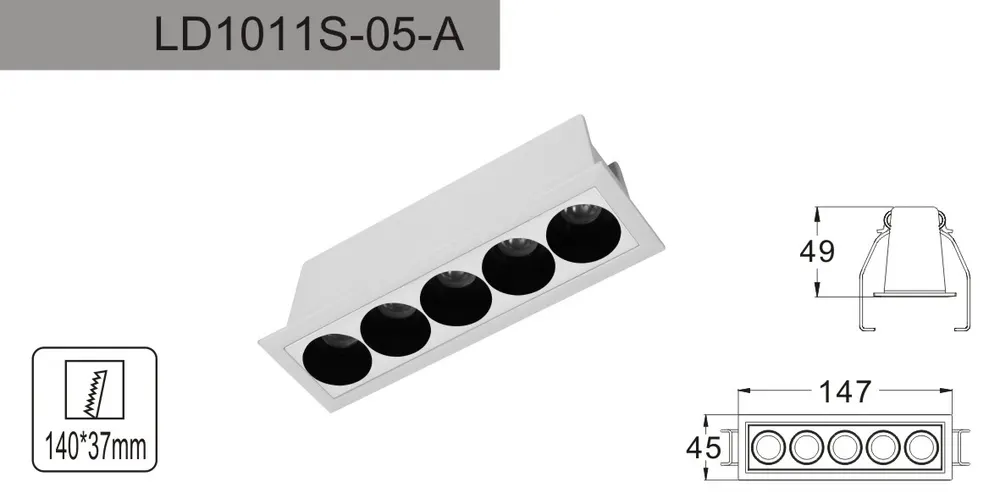 Anti-Glare Recessed Aluminum LED Grille Spotlight