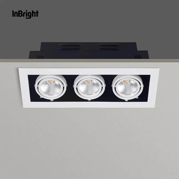 Adjustable Dimmable Recessed COB LED Grille Spotlight 10-30W