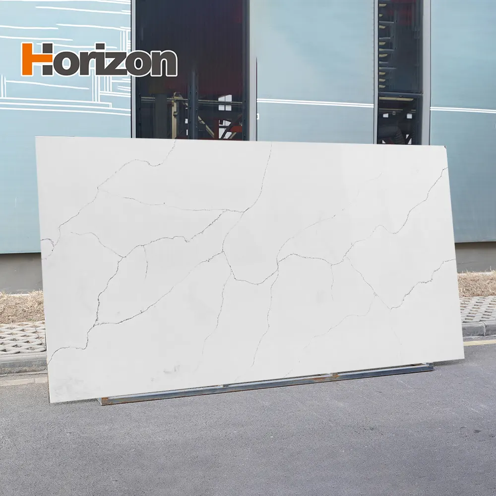 Calacatta White/Black Engineered Quartz Slab 3200x1600mm product sample