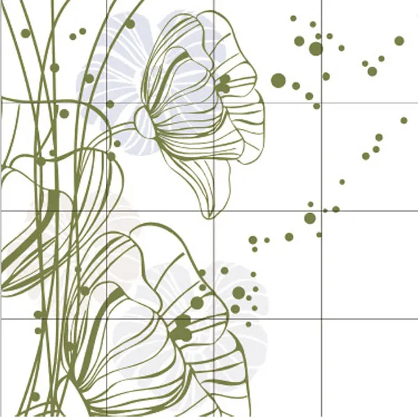 Floral-Pattern Ceramic Wall Tile 600x600mm