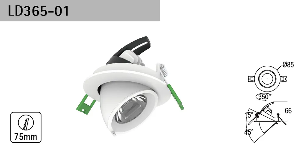 Rotatable Recessed Aluminum LED Downlight