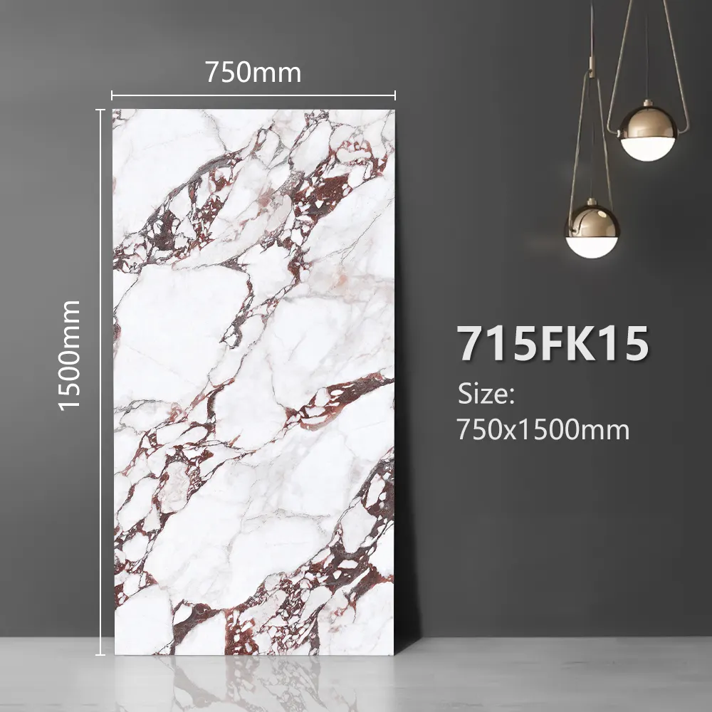 Marble-Look Glazed Porcelain Floor Tile 750x1500mm