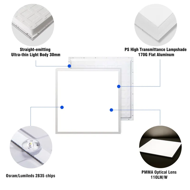Aluminum LED Panel Light 2x2/60x60/600x600 40/80W 3000K/4000K/6000K