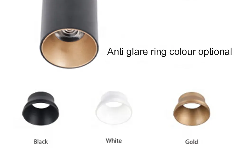 Aluminum LED Pendant Light 55x55x245mm White/Black/Gold 8-29W