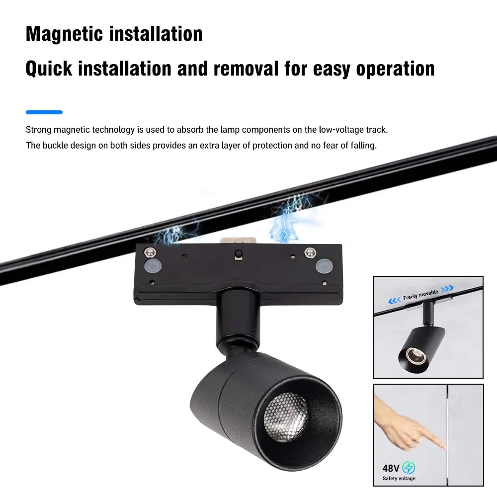 Slim Recessed Aluminum Magnetic LED Track Spotlight 1-24W 48V