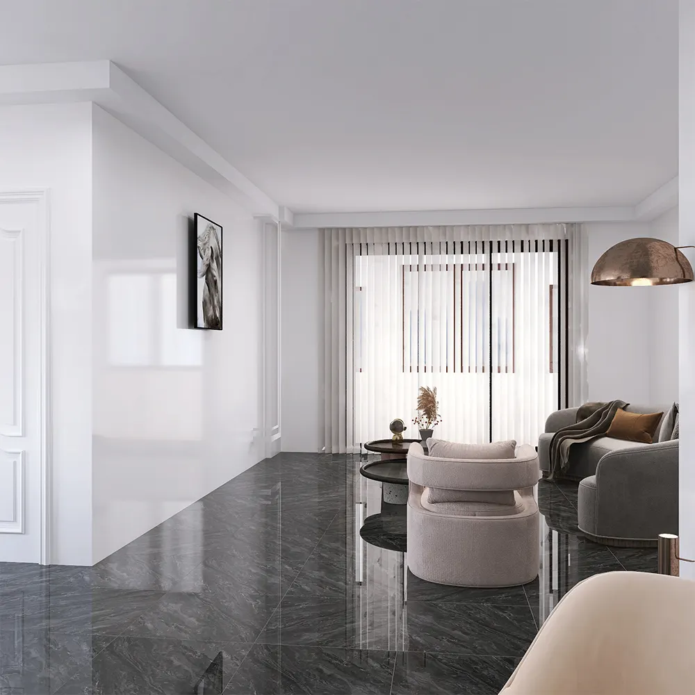 Marble-Look Polished Porcelain Wall And Floor Tile 600x600mm