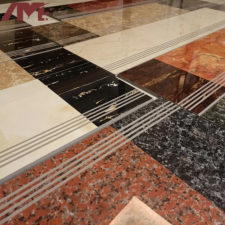 Non-Slip Marble-Look Porcelain Stair Tread Tile 1200x470mm