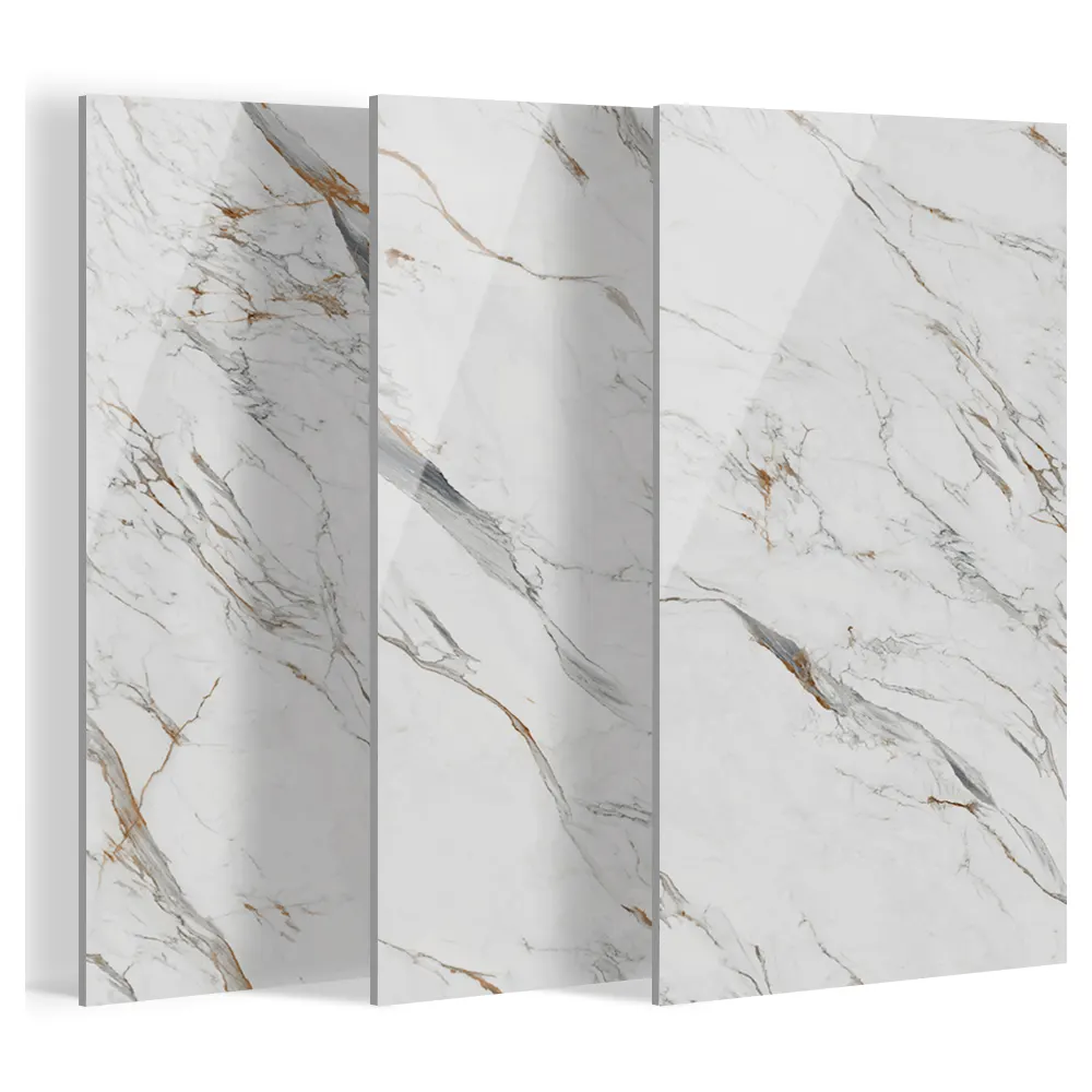 Marble-Look Glossy Sintered Stone Slab 1600x3200mm