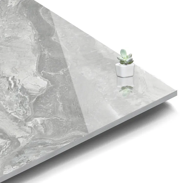 Non-Slip Stone-Look Gray Polished Porcelain Floor Tile 750x1500mm