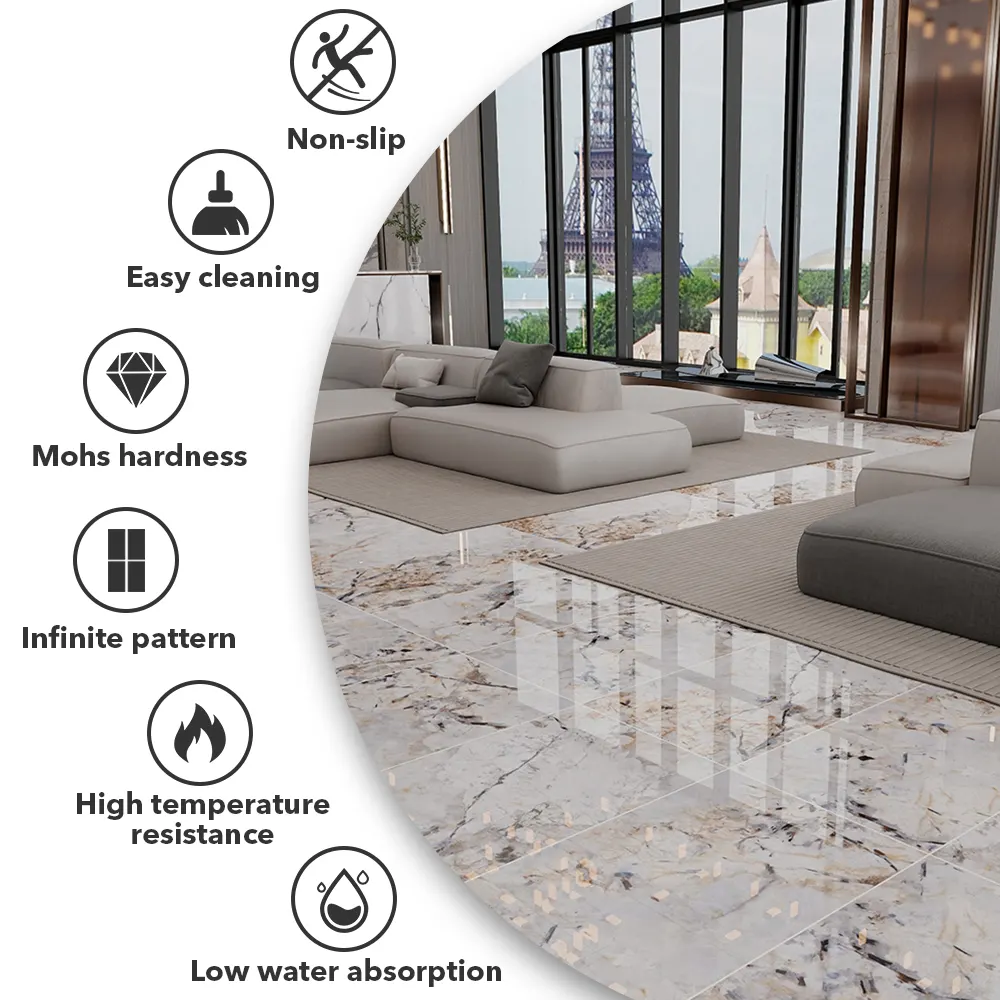 Marble-Look Polished Porcelain Wall Tile 600x1200mm