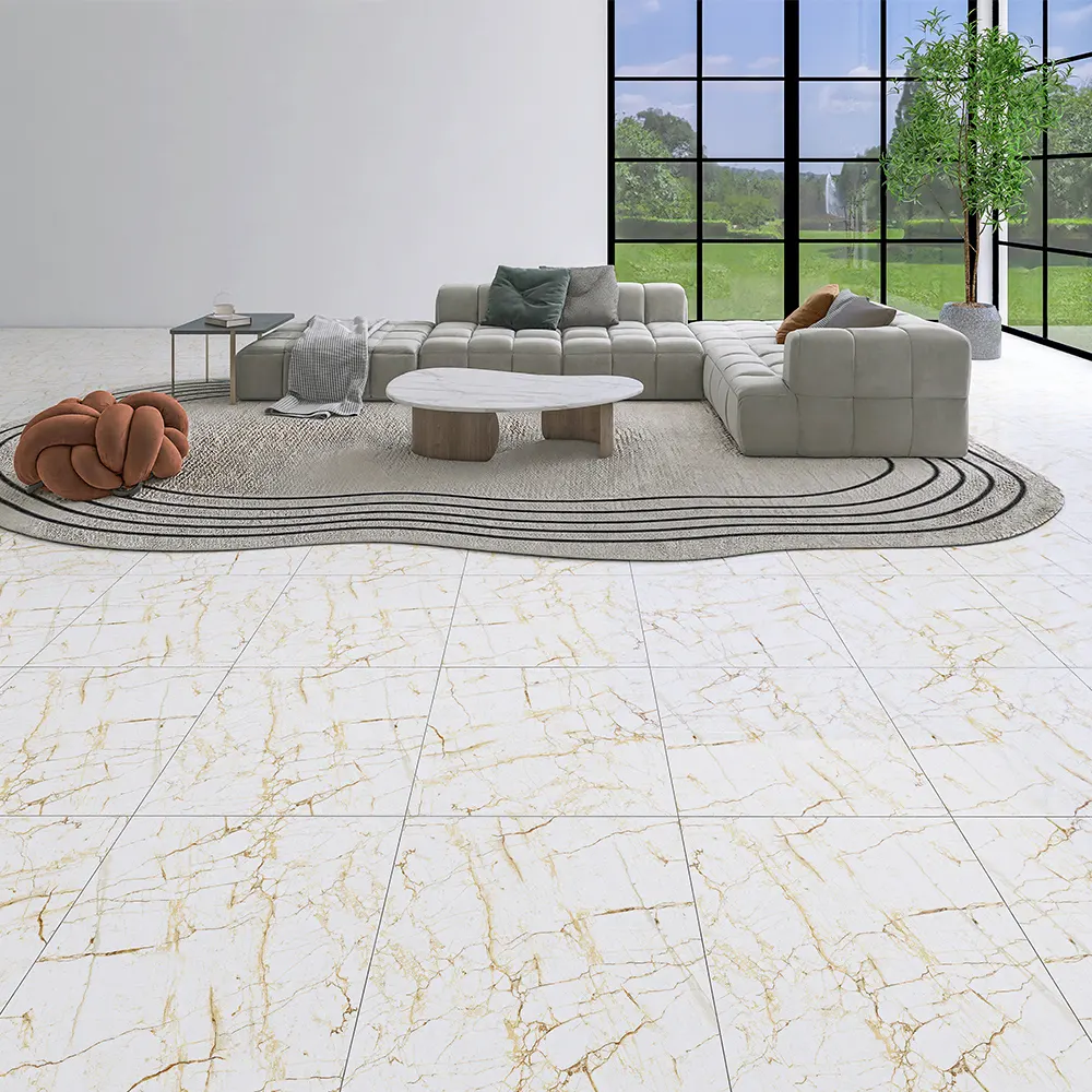 Marble-Look Polished Porcelain Floor Tile 600x600mm