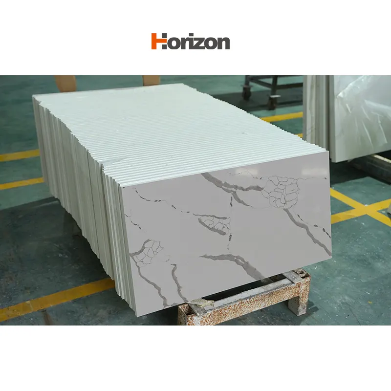 Marble-Look White Engineered Quartz Slab 3200x1600mm