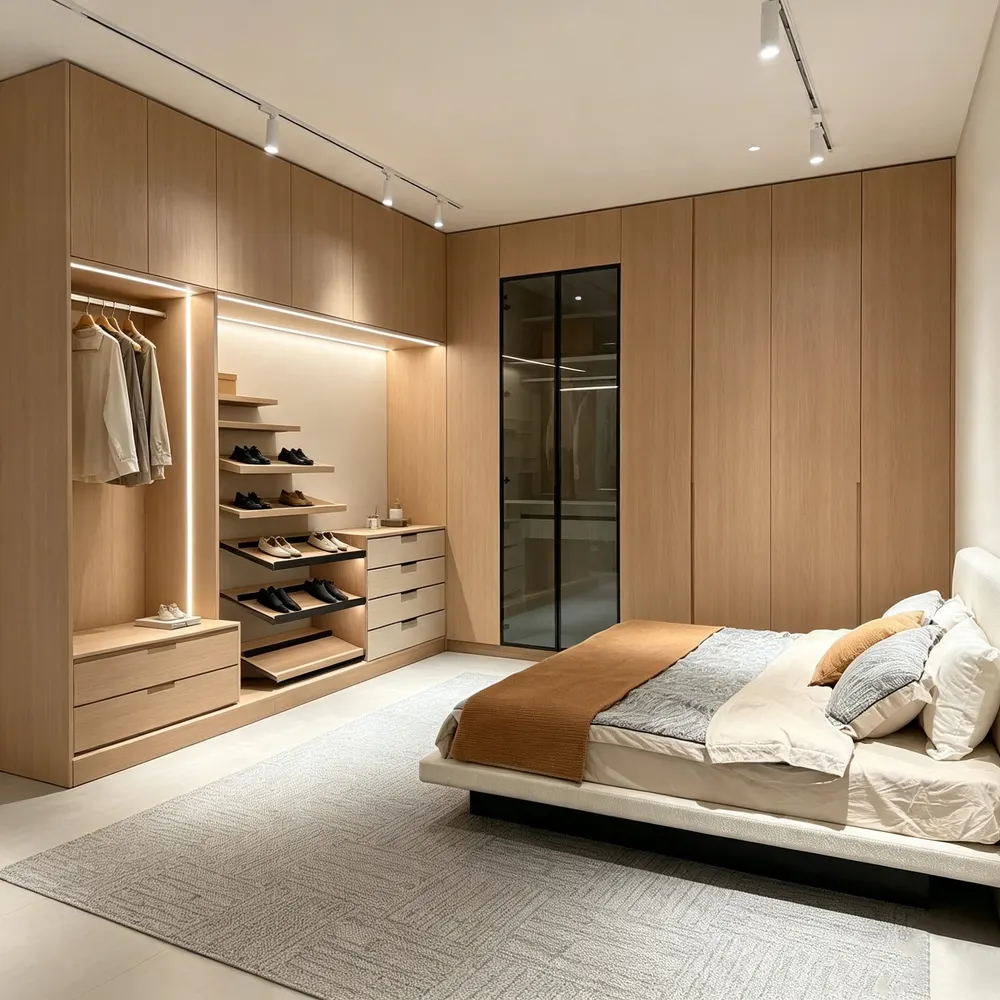 Modern Freestanding Melamine Bedroom Wardrobe