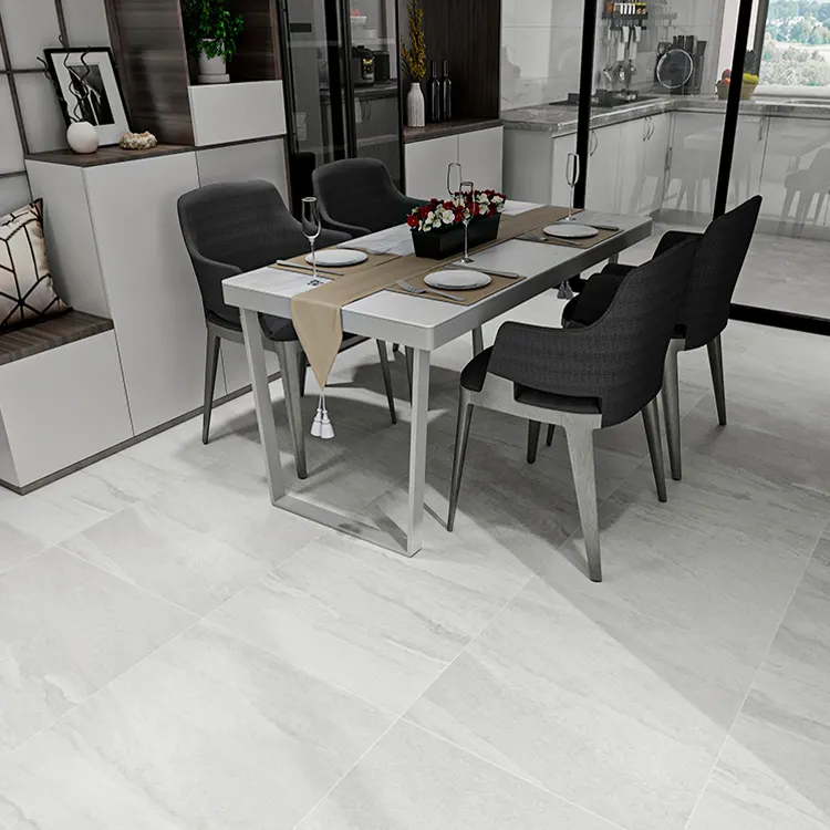 Non-Slip Stone-Look Gray Matte Porcelain Floor Tile 600x600mm