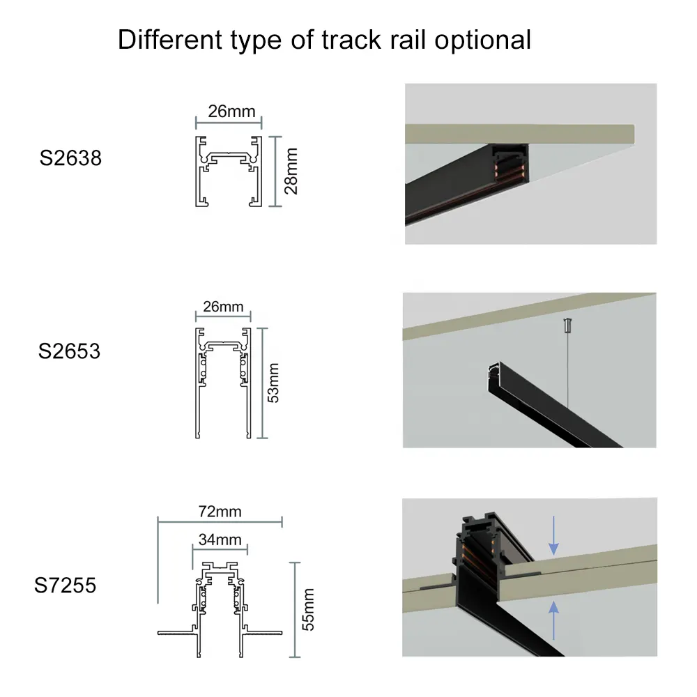 Smart Dimmable Recessed Magnetic LED Track Spotlight Black 7W