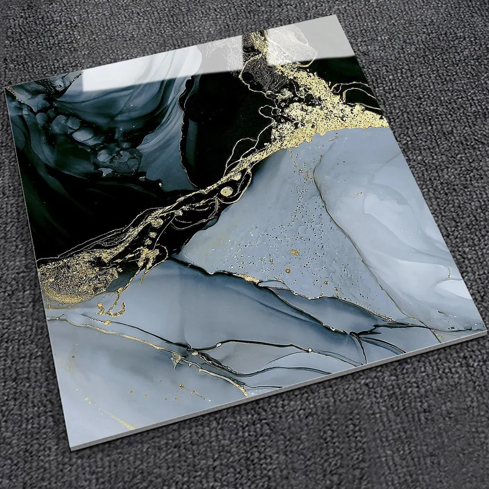 Non-Slip Marble-Look Polished Porcelain Floor Tile 600x600mm/60x60cm