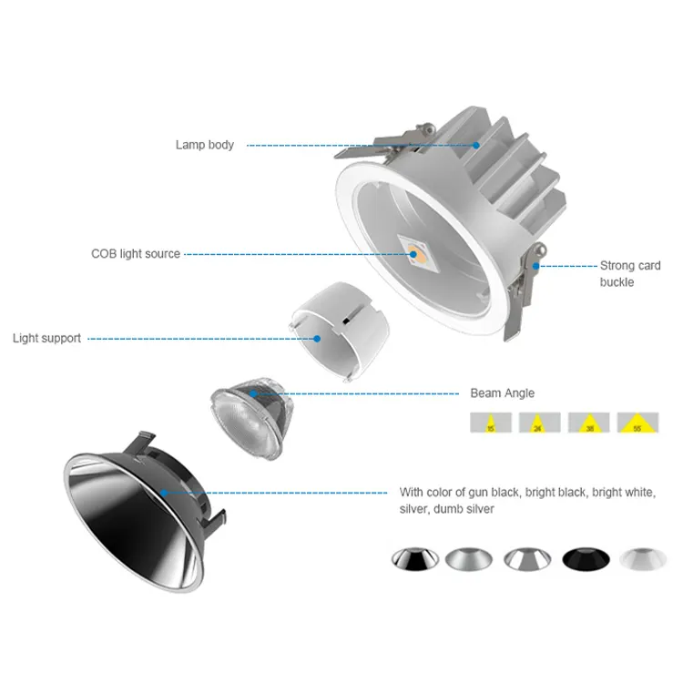 Trimless Recessed Aluminum COB LED Downlight 18-50W 110V/220V 3000K/4000K/6000K