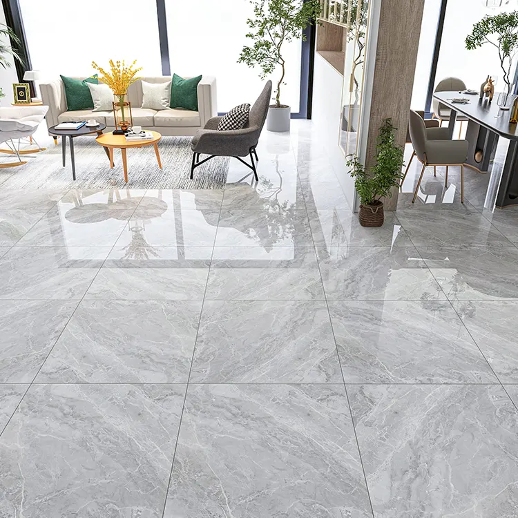 Marble-Look Gray Porcelain Floor Tile 600x600mm