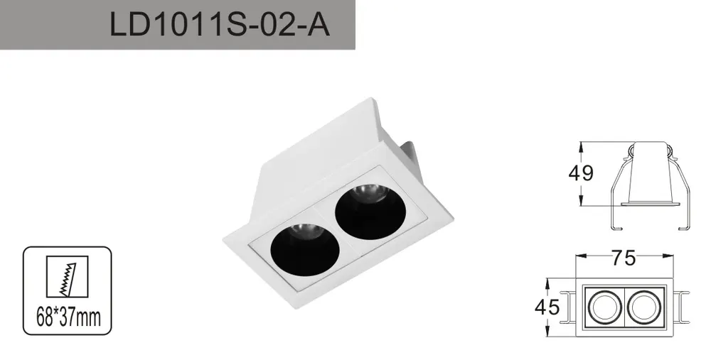 Anti-Glare Recessed Aluminum LED Grille Spotlight