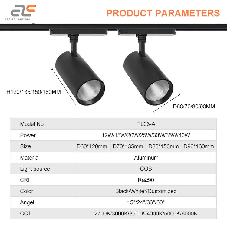 Adjustable Aluminum LED Track Spotlight 12-45W