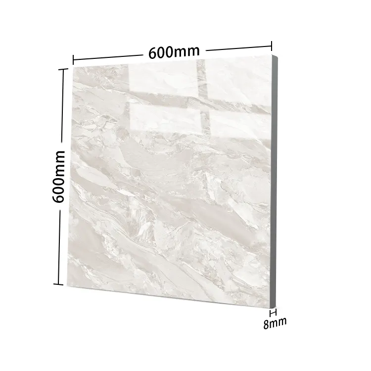 Stone-Look Glossy Porcelain Floor Tile 600x600mm