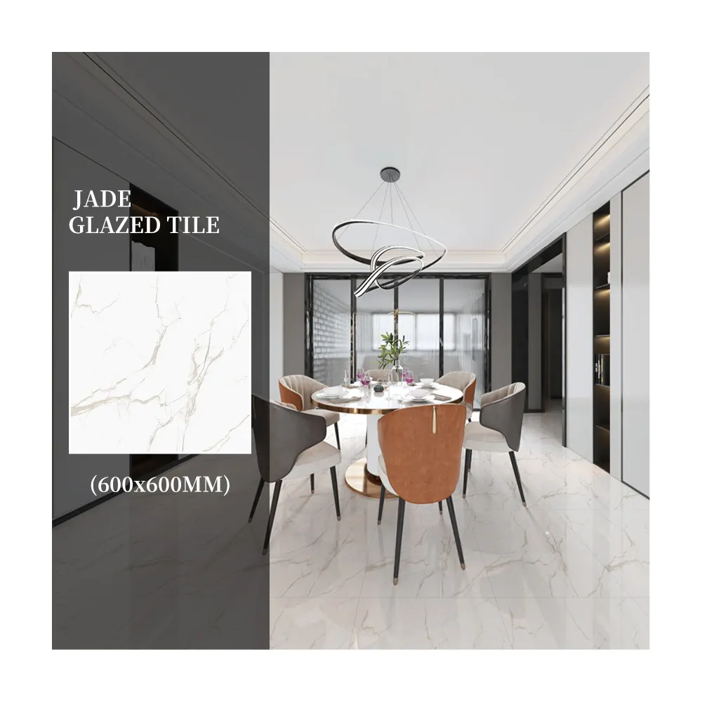 Non-Slip Stone-Look Polished Porcelain Floor Tile 600x600mm