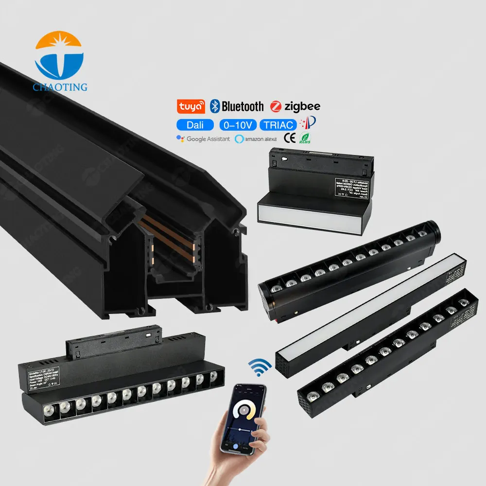 Smart Dimmable Aluminum Magnetic LED Track Spotlight 6-40W 48V product sample