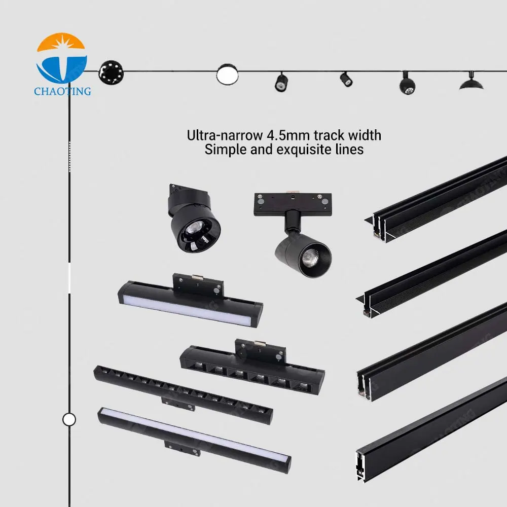 Slim Aluminum Magnetic Lighting Track Rail 1-3m 48V product sample
