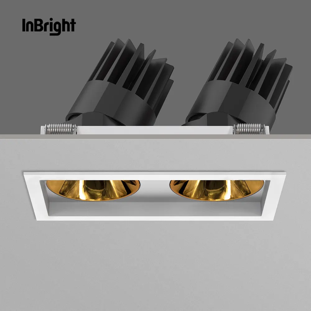 Adjustable Dimmable Recessed Square LED Grille Spotlight 8-25W IP65