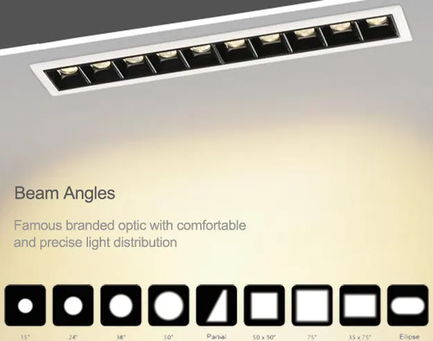 Smart Recessed Aluminum LED Grille Spotlight Black 5-36W