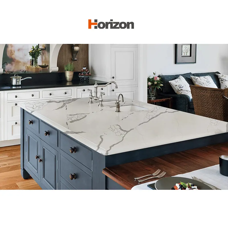 Calacatta White Engineered Quartz Slab 3200x1600mm