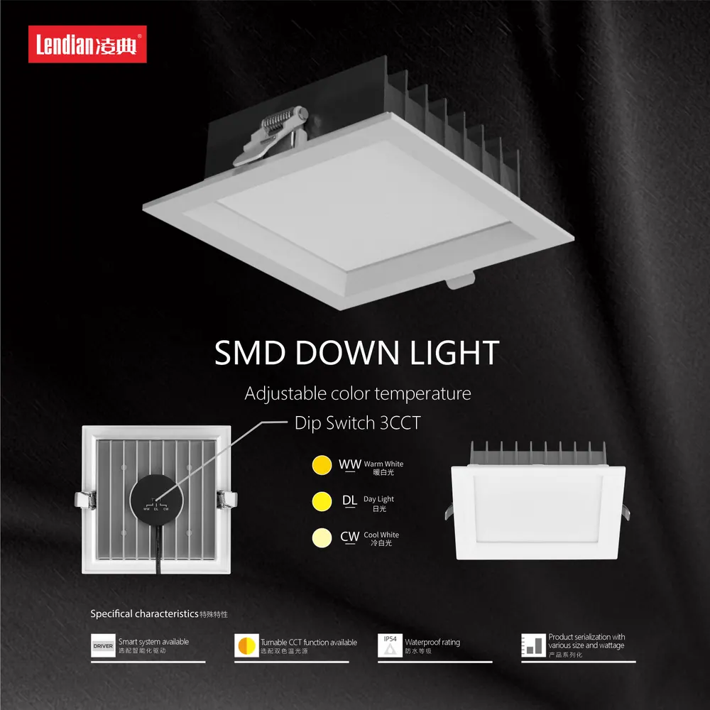 Slim Recessed Square LED Downlight 9/45W 6in 40mm