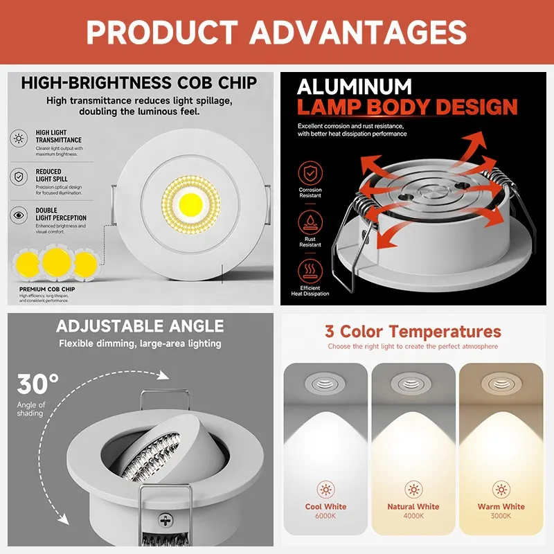 Slim Recessed Aluminum LED Downlight 3W For Indoor Ceiling Lighting