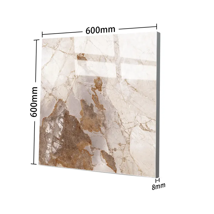 Marble-Look Polished Porcelain Floor Tile 600x600mm