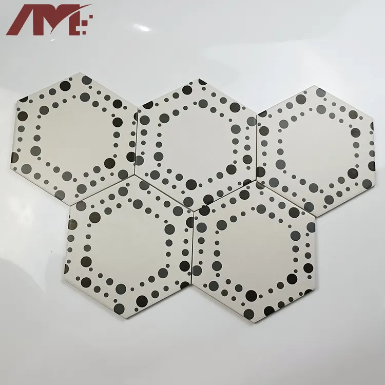 Marble-Look Porcelain Hexagonal Tile 200x230mm