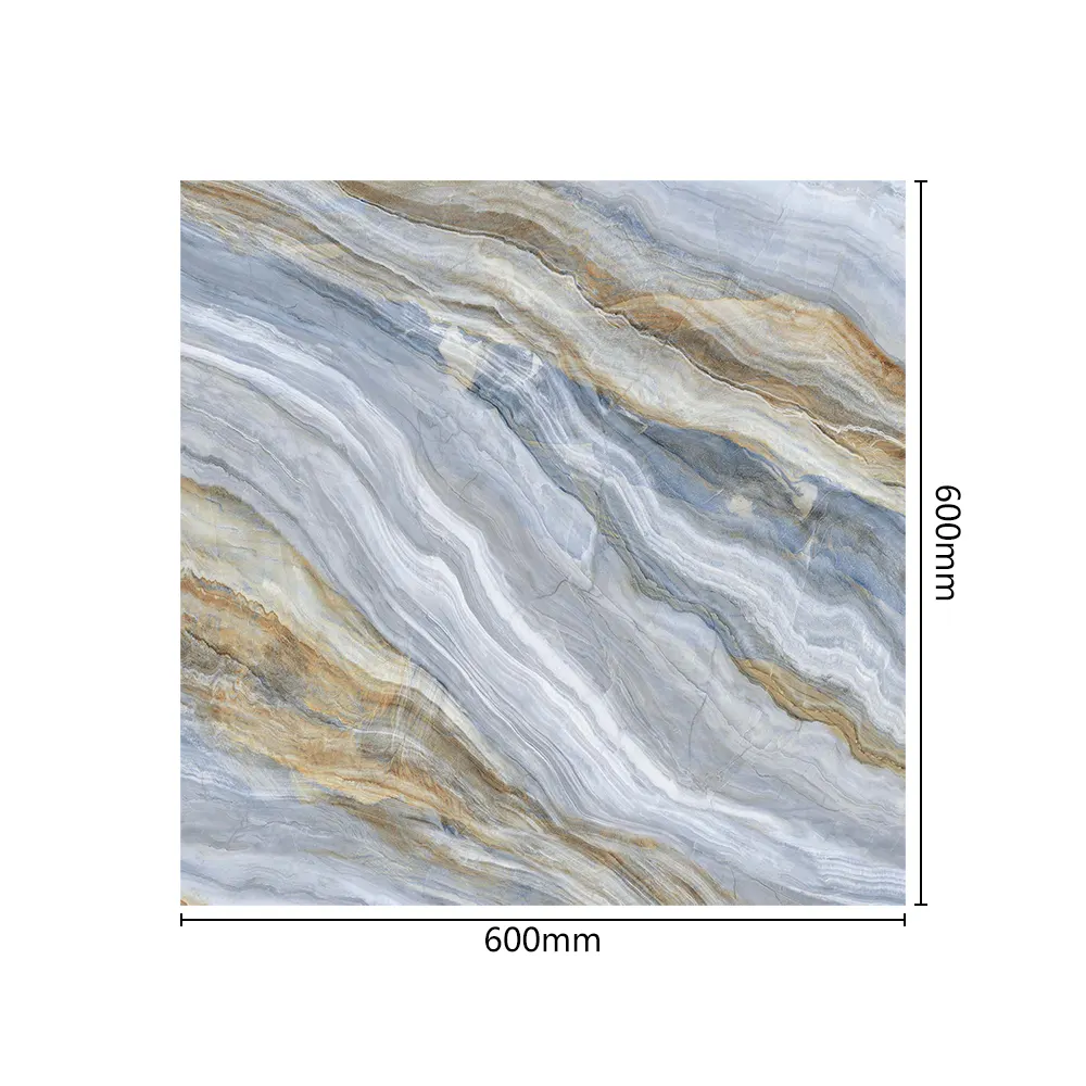 Stone-Look Polished Porcelain Floor Tile 600x600mm