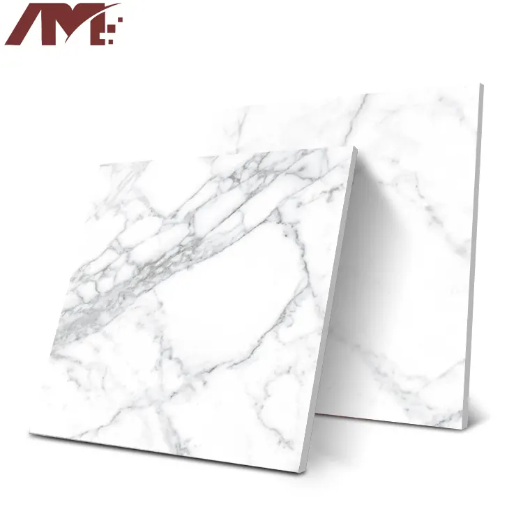 Marble-Look Glossy Porcelain Floor Tile 600x600mm