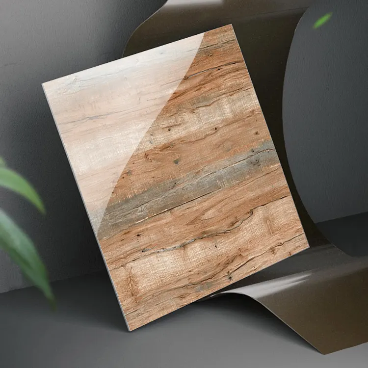 Non-Slip Wood-Look Polished Ceramic Floor Tile 600x600mm